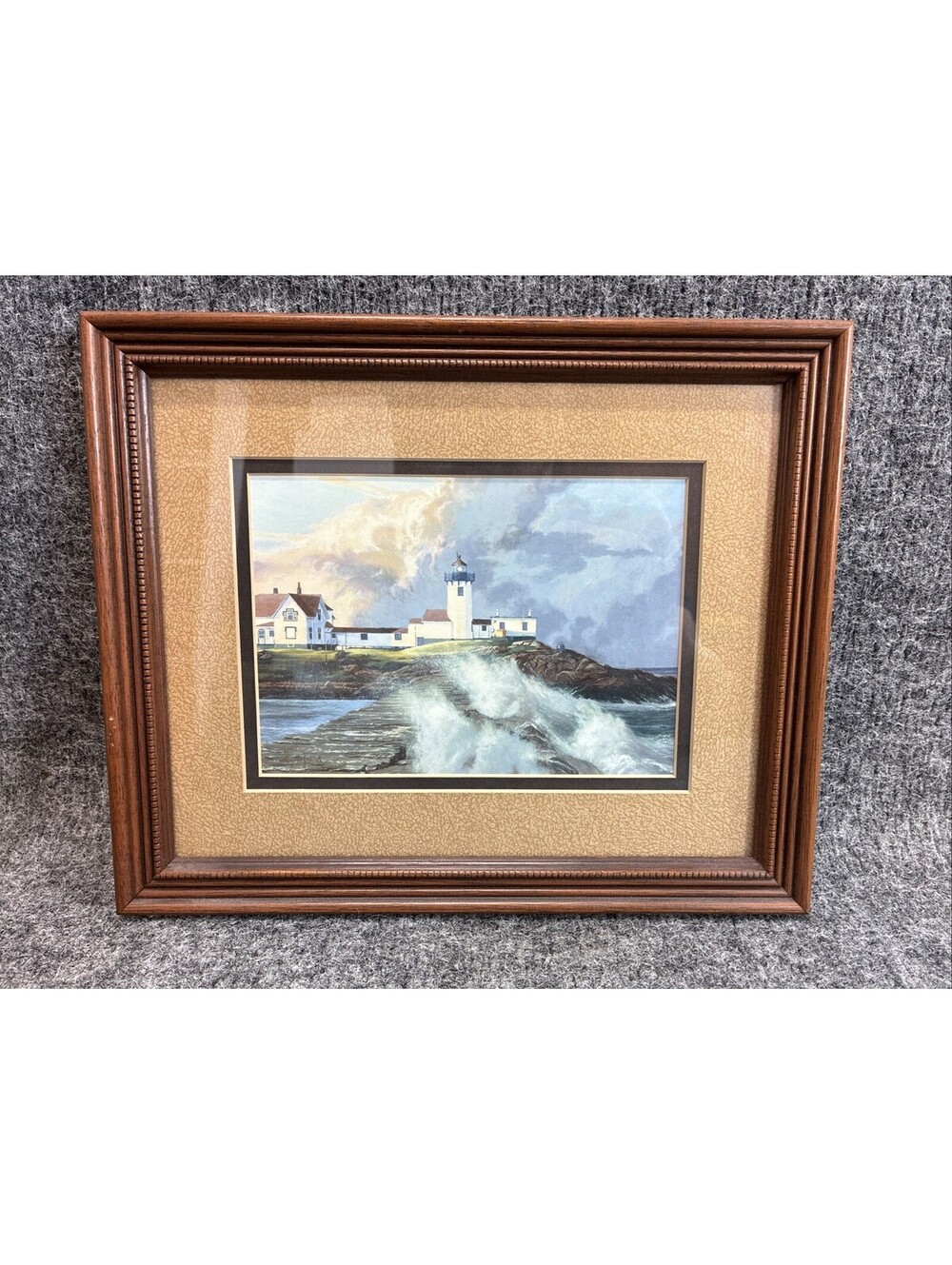 Framed Art Print Old Scituate Light Massachusetts Storm Wave Lighthouse